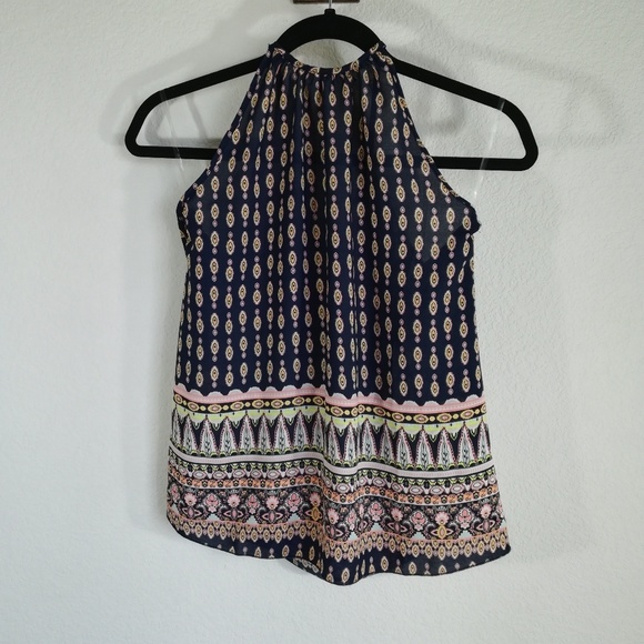 Alya Tops - 🌴 Alya Halter Navy Print Tank Top Size XS